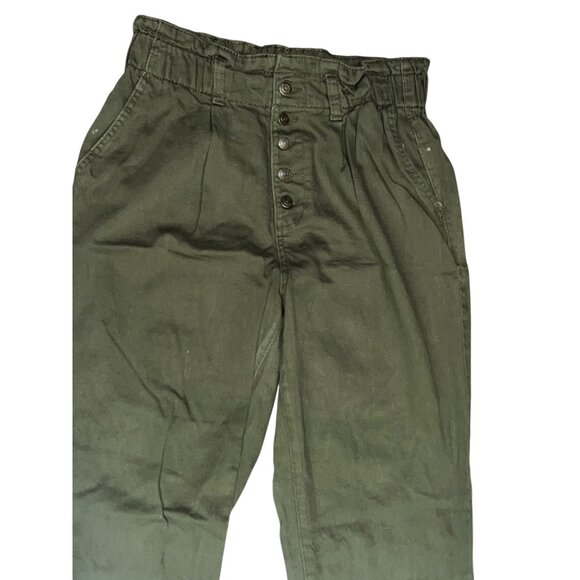Time And Tru Olive High-Waisted Button Front Tapered Pants Size 12 Womens Green - Picture 8 of 10